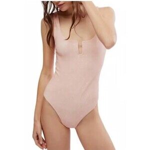 NWT Free People Romance In Rome Bodysuit Peach Polka Dot Size Small